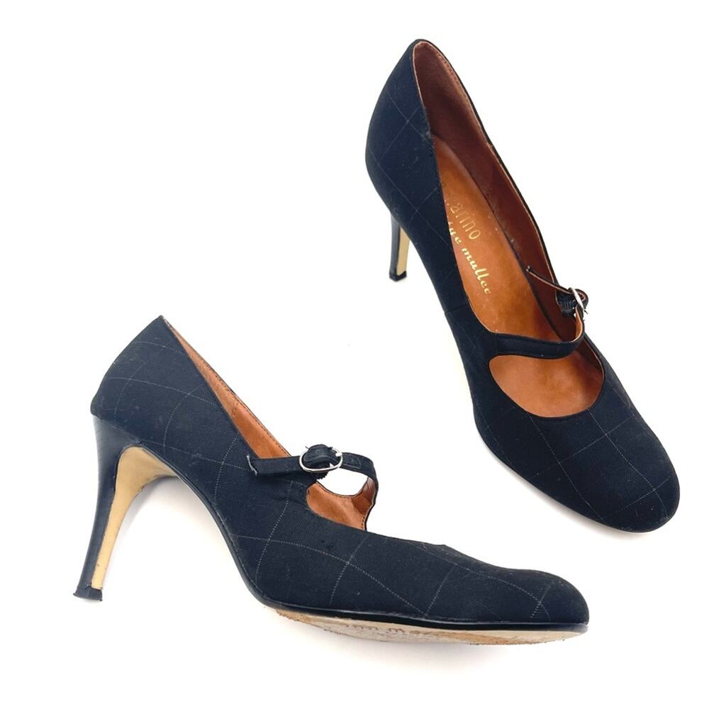 ann marino by Bettye Muller Black Plaid Teacher Mary Jane Pump Shoes Size 9.5 - Picture 3 of 11